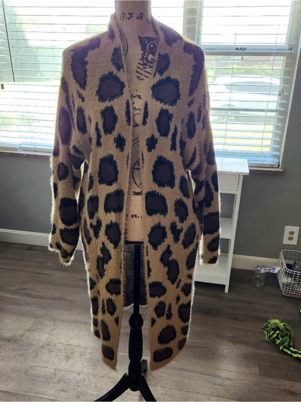 Dreamers Tan and Black Leopard Print Open Cardigan